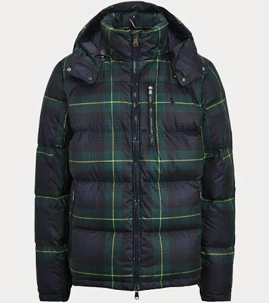 Polo Ralph Lauren Tartan Blackwatch Hooded Pony Logo Down Puffer Coat