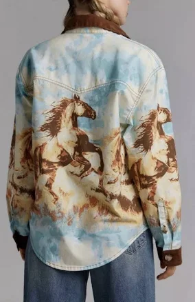 BDG Dru Printed Twill Chore Shacket