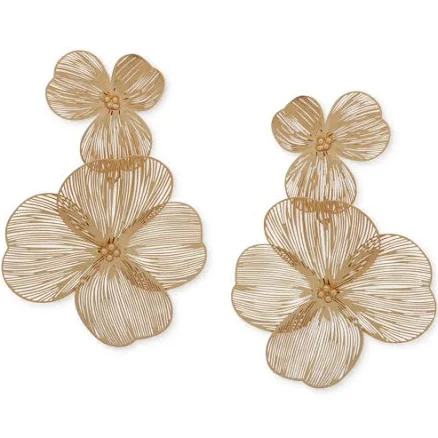 Lonna & Lilly Openwork Flower Double Drop Earrings
