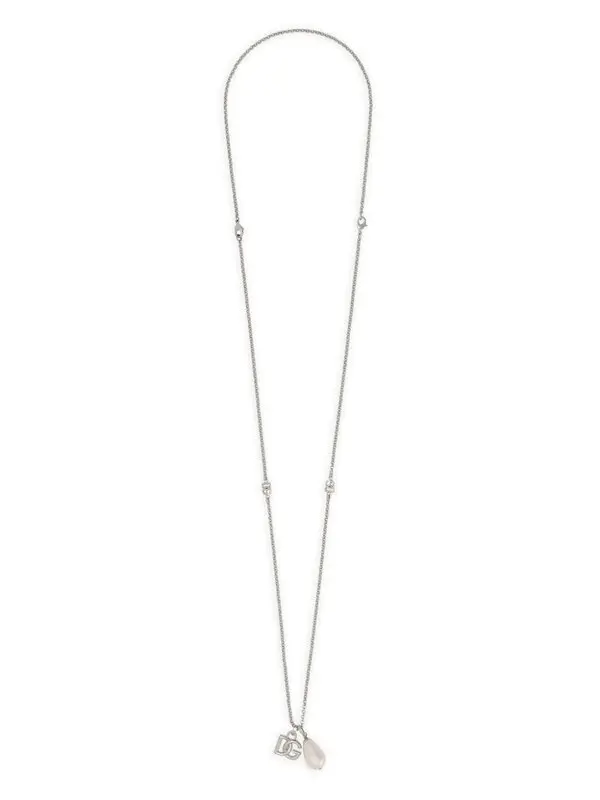Dolce & Gabbana Logo Pendant Pearl Necklace