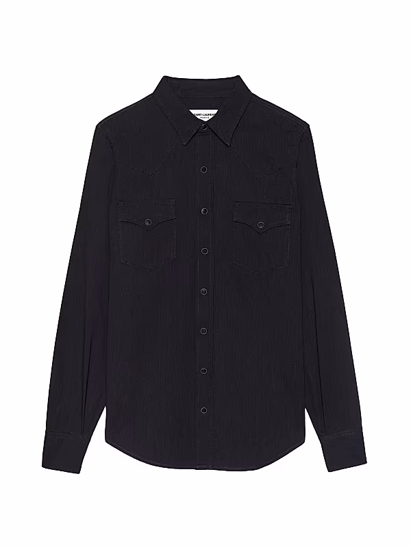 Western Shirt In Black Rinse Denim