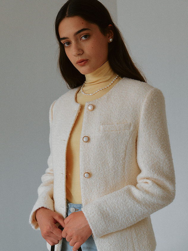 Non Collar Button Jacket