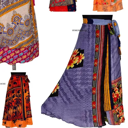 Vintage Silk Wrap Maxi Skirt