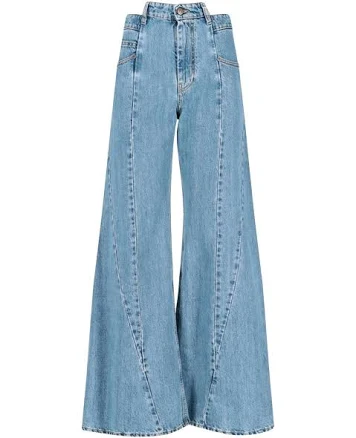 Maison Margiela Décortiqué Wide Leg Women Jeans - Blue