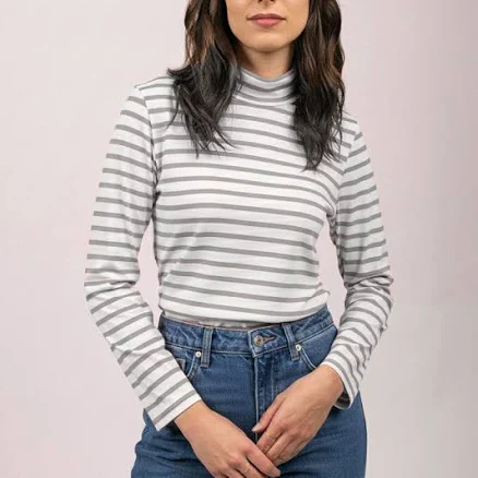 Saint James Women's Striped Anti-UV Stretch Turtleneck