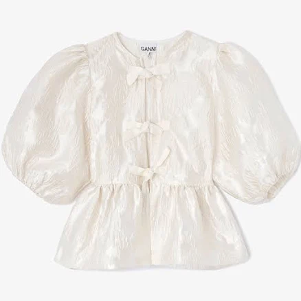 GANNI 'Satin Peplum' Blouse