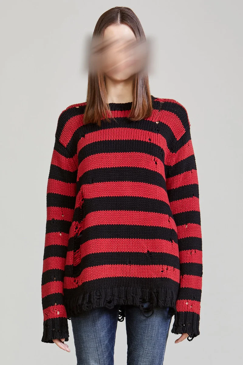 R13 Shredded Grunge Crewneck Sweater