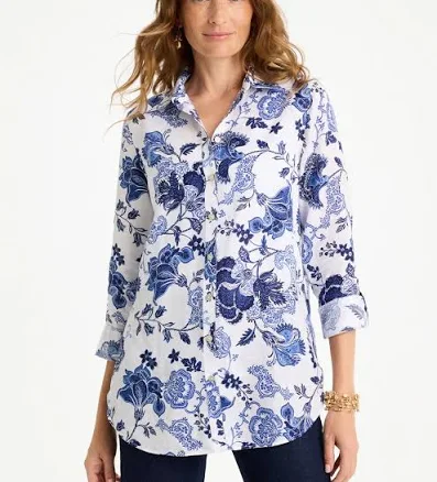 Chico's Women's No Iron Linen Bloom Shirt
