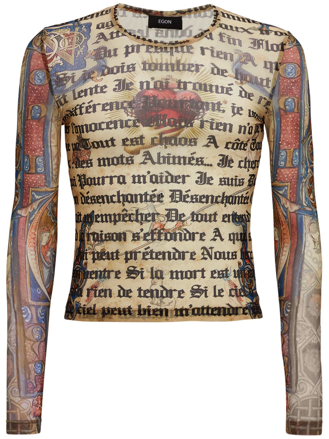 Desenchanted Printed Mesh Top In Multicolor