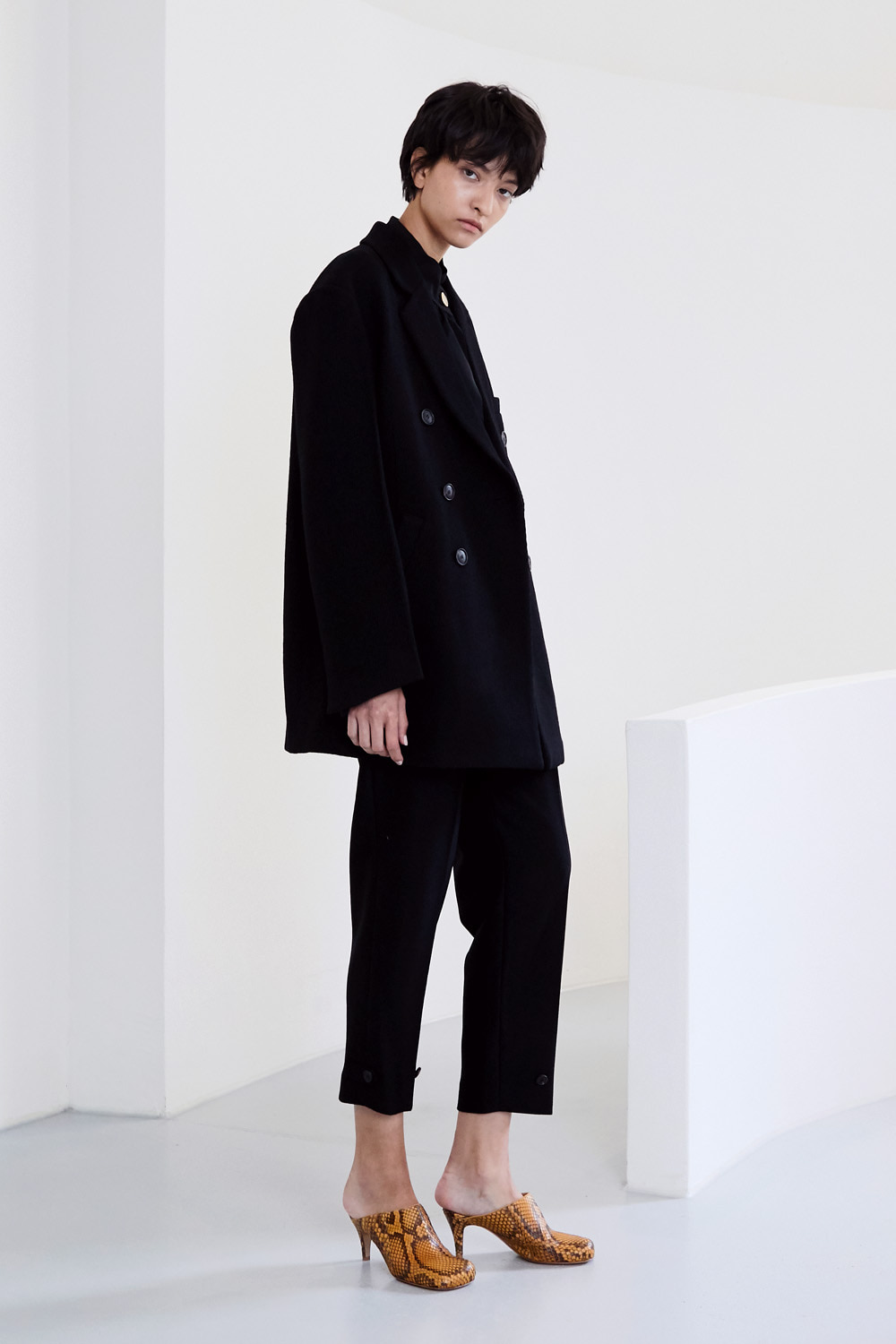 TWILL HALF COAT [BLACK]
