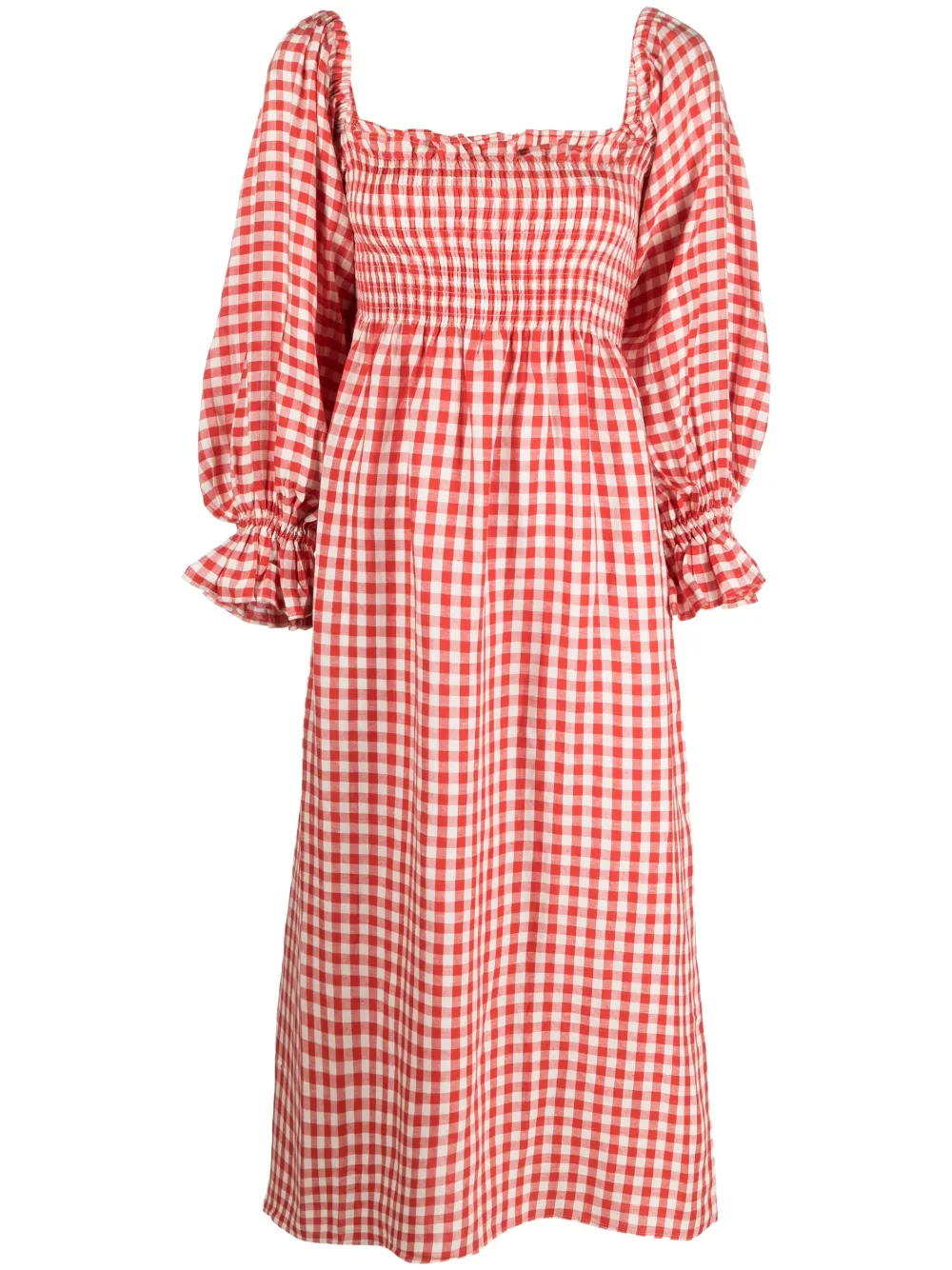 Gingham Puff-sleeve Dress