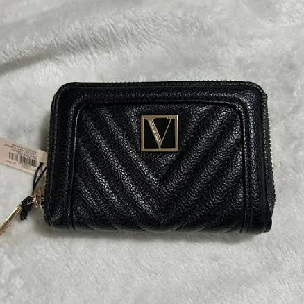Quilted Women's Wallet with Gold V Logo