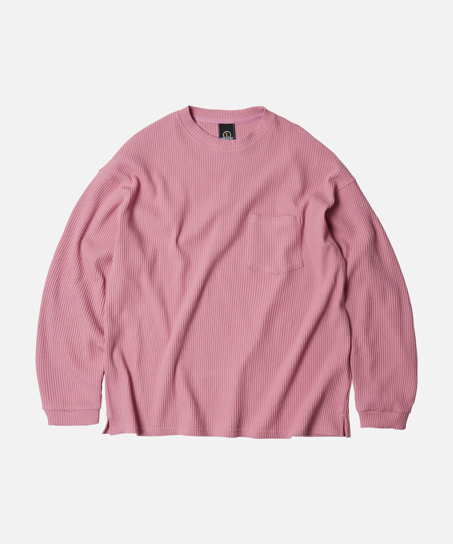 OVERSIZED WAFFLE POCKET TEE _ PINK