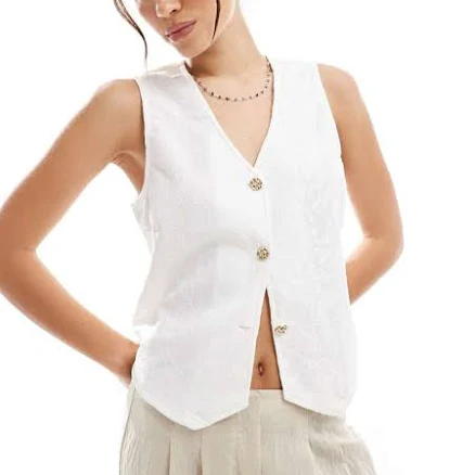 Pieces Floral Jacquard Vest