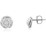 Diamond Rose Screw Back Stud Earrings