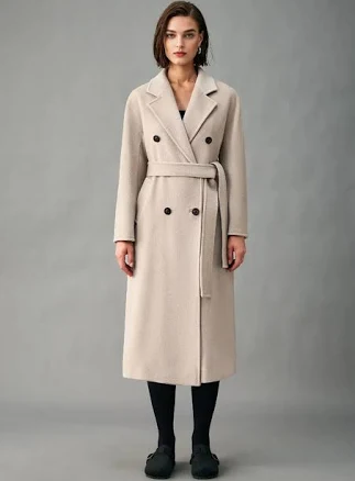 Classic Handcrafted Cashmere Double-Breasted Belted Maxi Coat