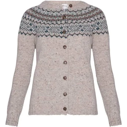 Harley of Scotland Ladies Fairisle Yoke Cardigan