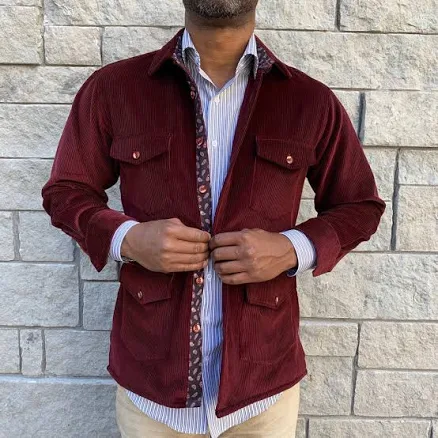 Burgundy Corduroy Shirt Jacket (Shacket)