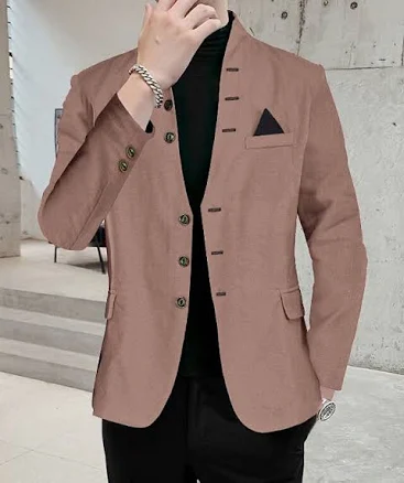 Men's Regular Fit Single Breasted Three-Button Blazer Jacket