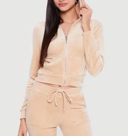 Women's Velour Zip Front Hoodie