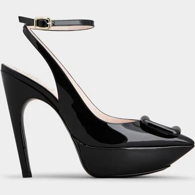 Roger Vivier Viv' Choc Lacquered Patent Leather Slingback Pumps