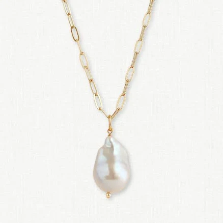 Raja Paperclip Chain Baroque Pearl Necklace Sterling silver