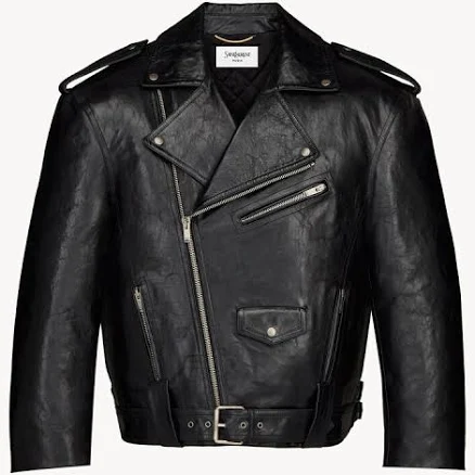 Saint Laurent Biker Jacket In Grained Leather - Black - Women - F34
