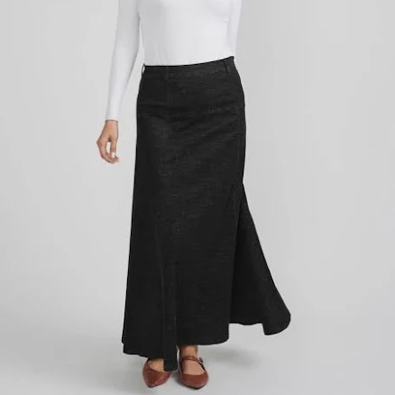 Ulla Maxi Yoke Panel Shaped Denim Skirt