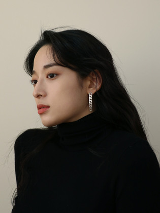 Silver Bold Chain Drop Earring