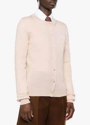 Miu Miu Women's Logo-Jacquard Cardigan - Natural - Knitwear