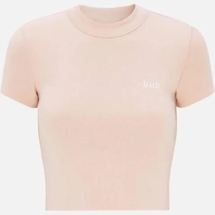 Kith Women's Pink Mulberry Tee II - Soft Micro Rib Fabric - Crop Top - M