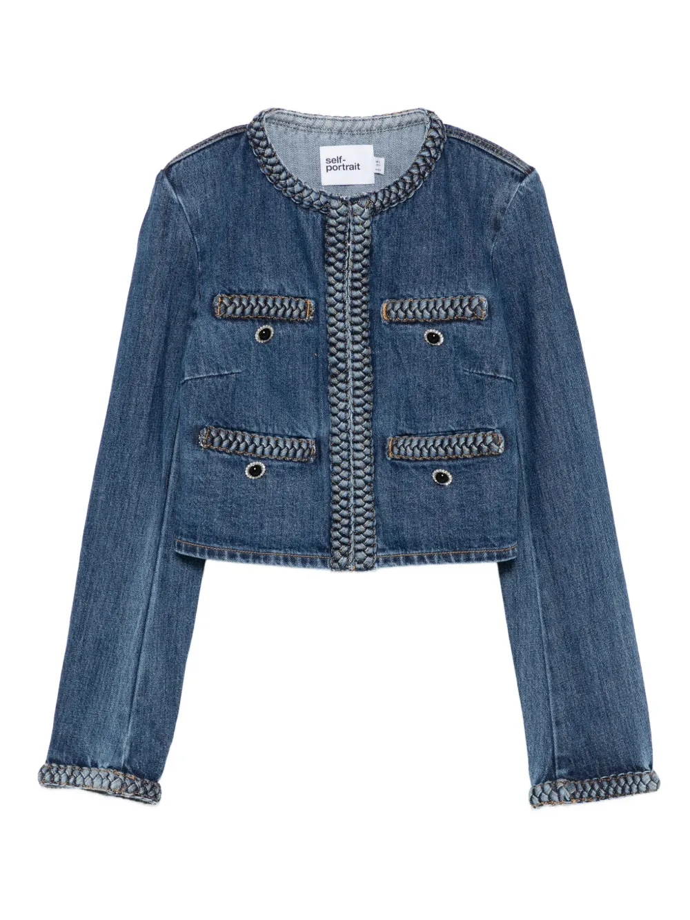 Braided-trim Denim Jacket