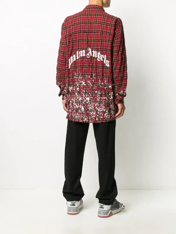 Paint Splatter-print Check Shirt