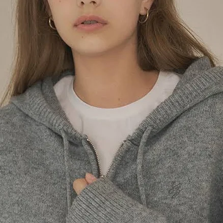 Siyazu Essential Knit Hoodie Zip Up - Gray by W Concept
