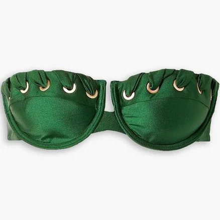 Zimmermann Devi strapless eyelet-embellished bikini top - Women - Forest green Bikinis - 2 A/B