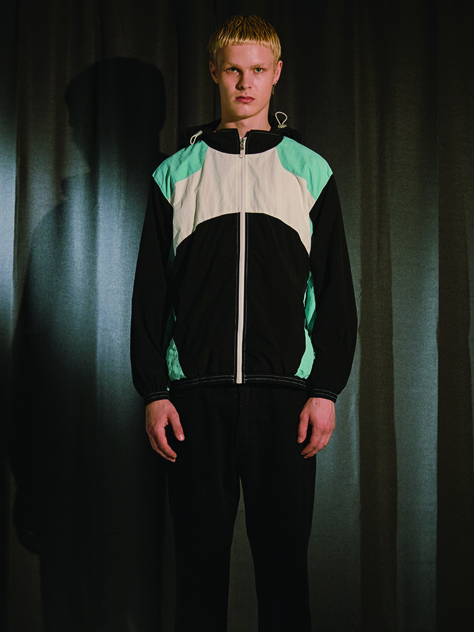 Color Block Hooded Wind Breaker_Mint