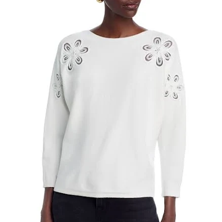 Sioni Women's Flower Embellished Dolman Sleeve Sweater