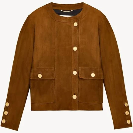 Saint Laurent Short Jacket In Suede Lambskin - Brown - Women - F38