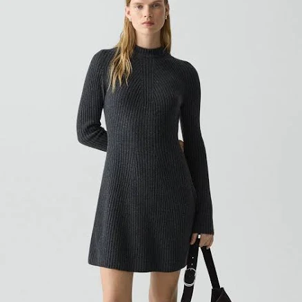 Theory Women's Felted Wool-Cashmere Ribbed Sweater Dress