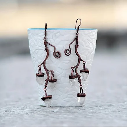 Crystal Quartz Gemstone Dangle Earrings