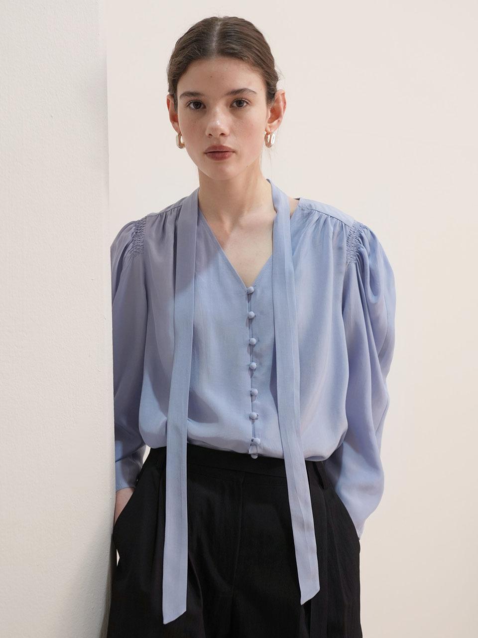 Puff Sleeve Tie Blouse (NW2SWB285)