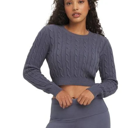 Mills by Millie Bobby Brown Women's Cable Long Sleeve Sweater