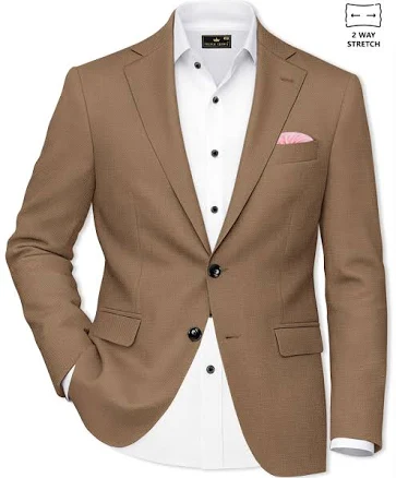 Cremont-Mocha Single Breasted Stretchable Linen Blazer