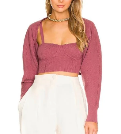 Viola Eco Shawl Cardigan With Bustier (Plum) - Milk Boutique