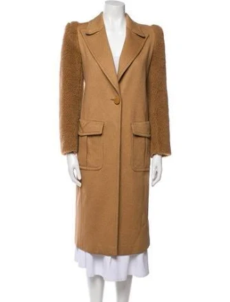 Fendi Camel Leather Coat in Brown, Women's XS