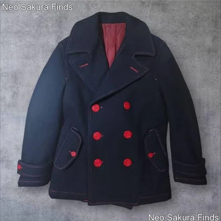 Phenomenon 2012aw P Coat Navy Y2k Double-breasted Red Stitch