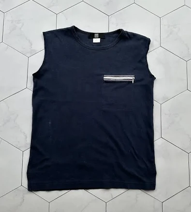 Vintage Marithe Francois Girbaud Womens Zip Pocket Sleeveless Top Navy