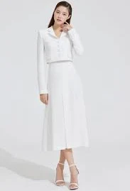 Crepe Yoke Flare Skirt