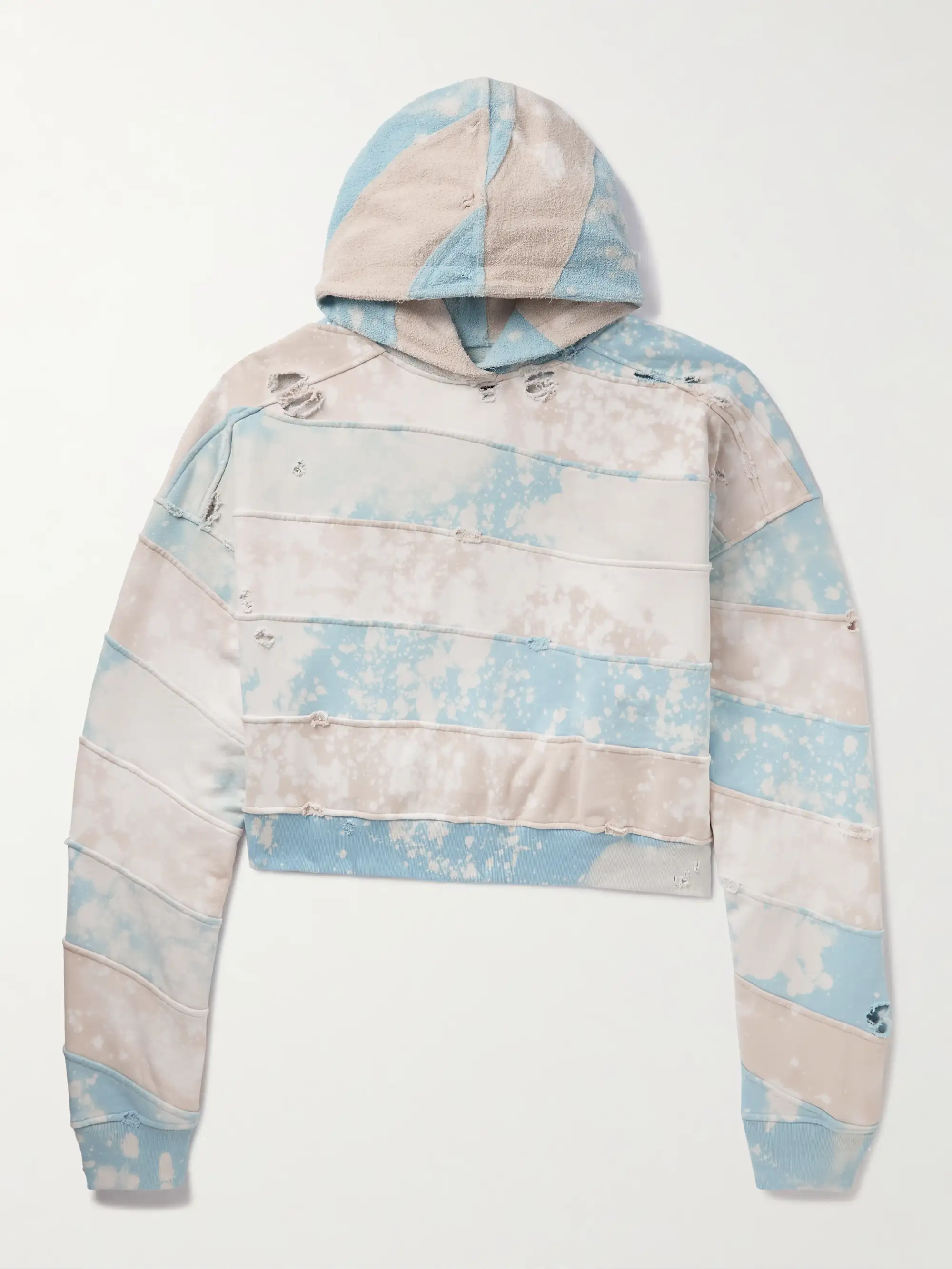 Appliquèd Printed Distressed Hoodie