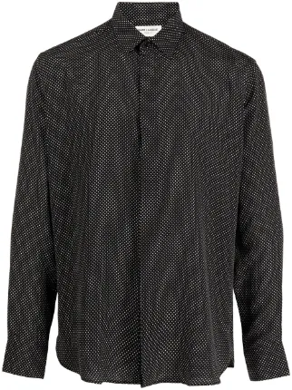 Yves-collar Sparkle-print Shirt